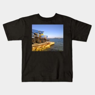 Old crane at the beach of Grimaud, opposite of St. Tropez, le Provence Kids T-Shirt